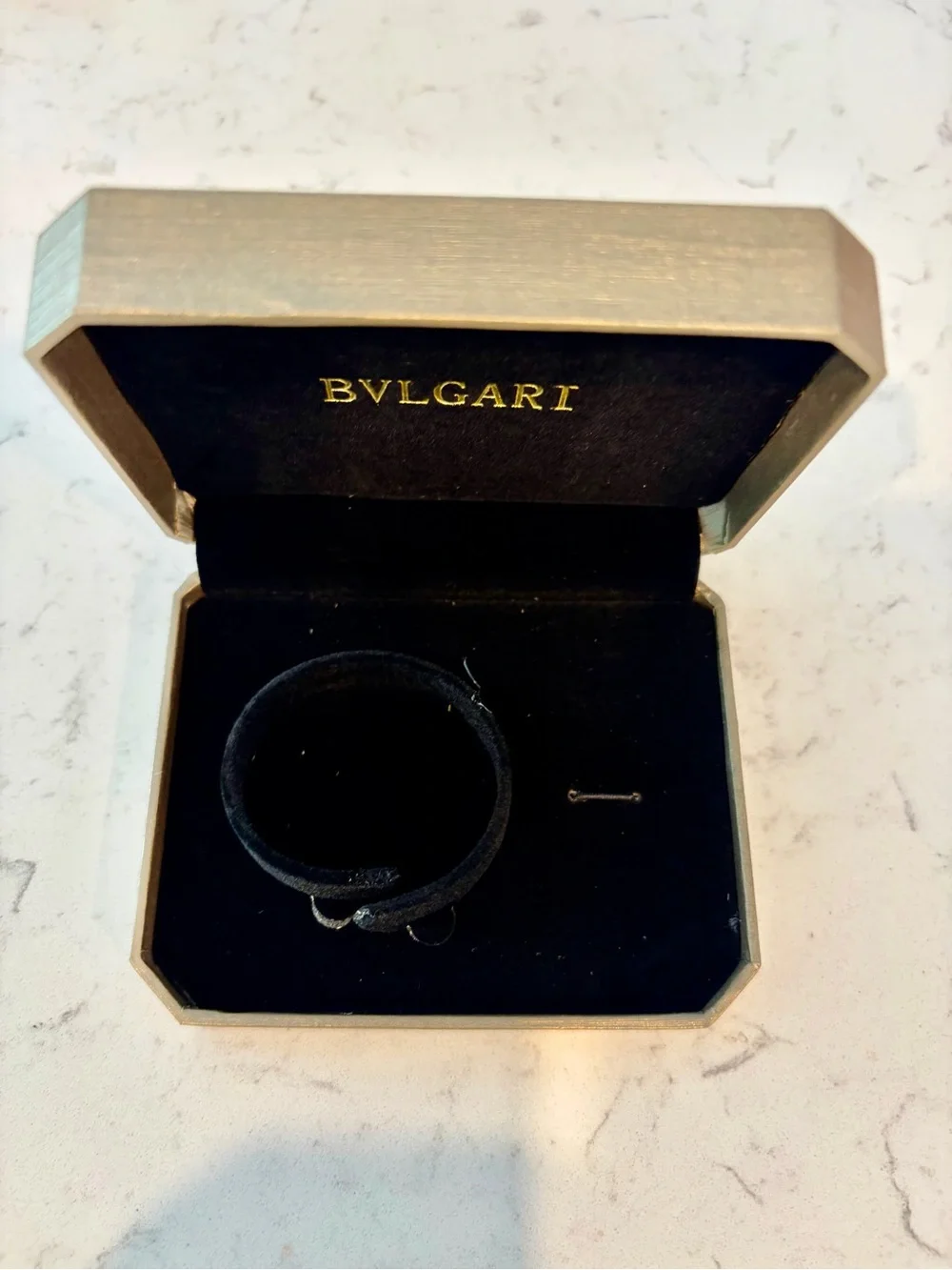 Bulgari Metallic Gold Decorative Box with Embossed Trim